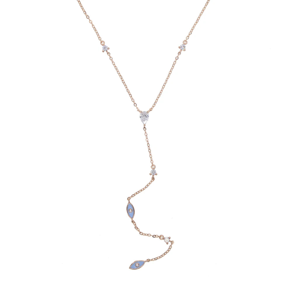 enamel white evil eye charm necklace