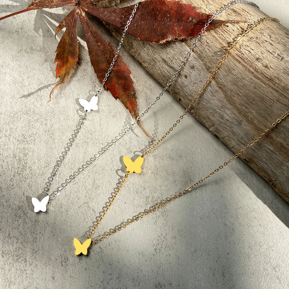 Delicate Butterfly Pendant Chain Fashion Necklace