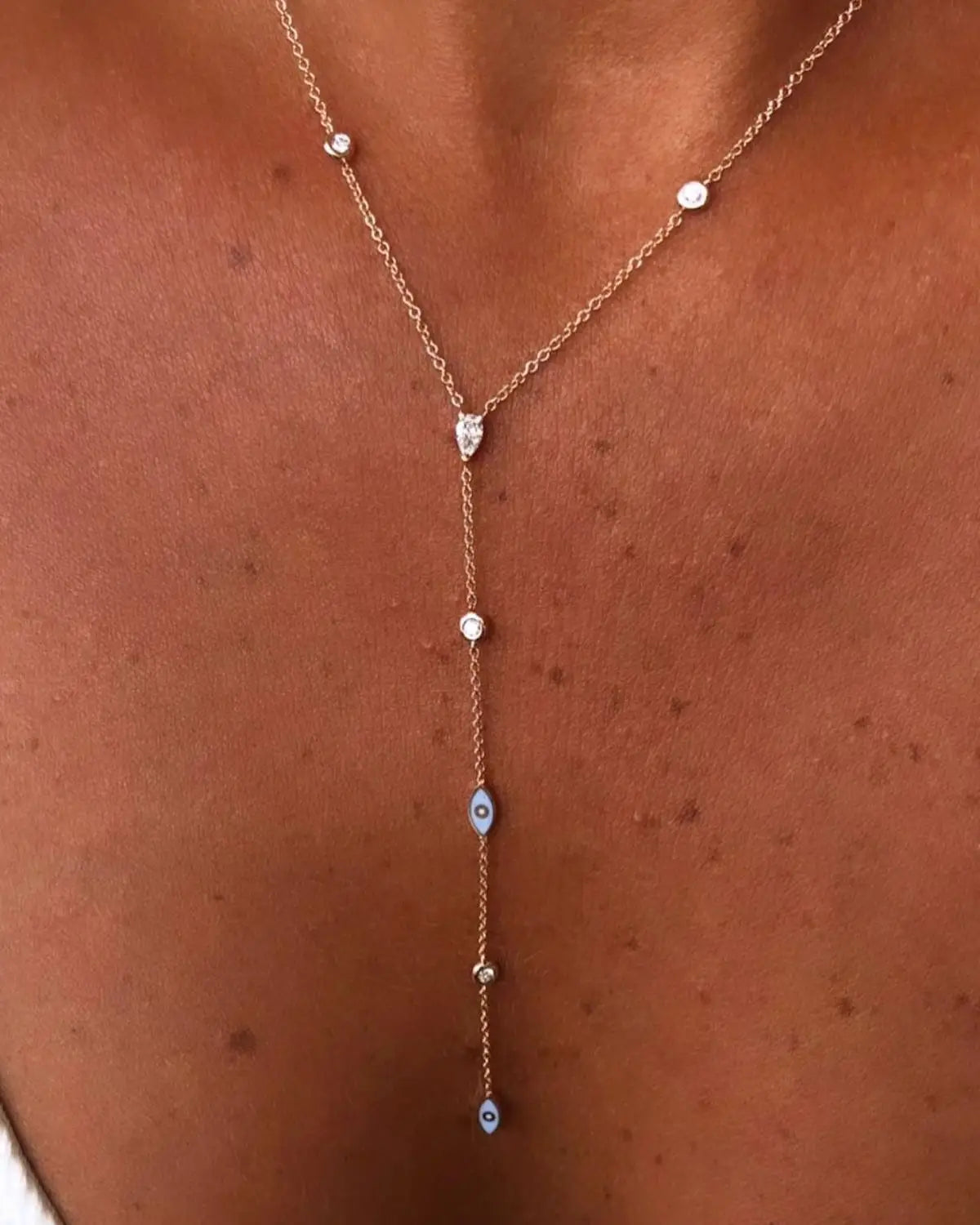 enamel white evil eye charm necklace
