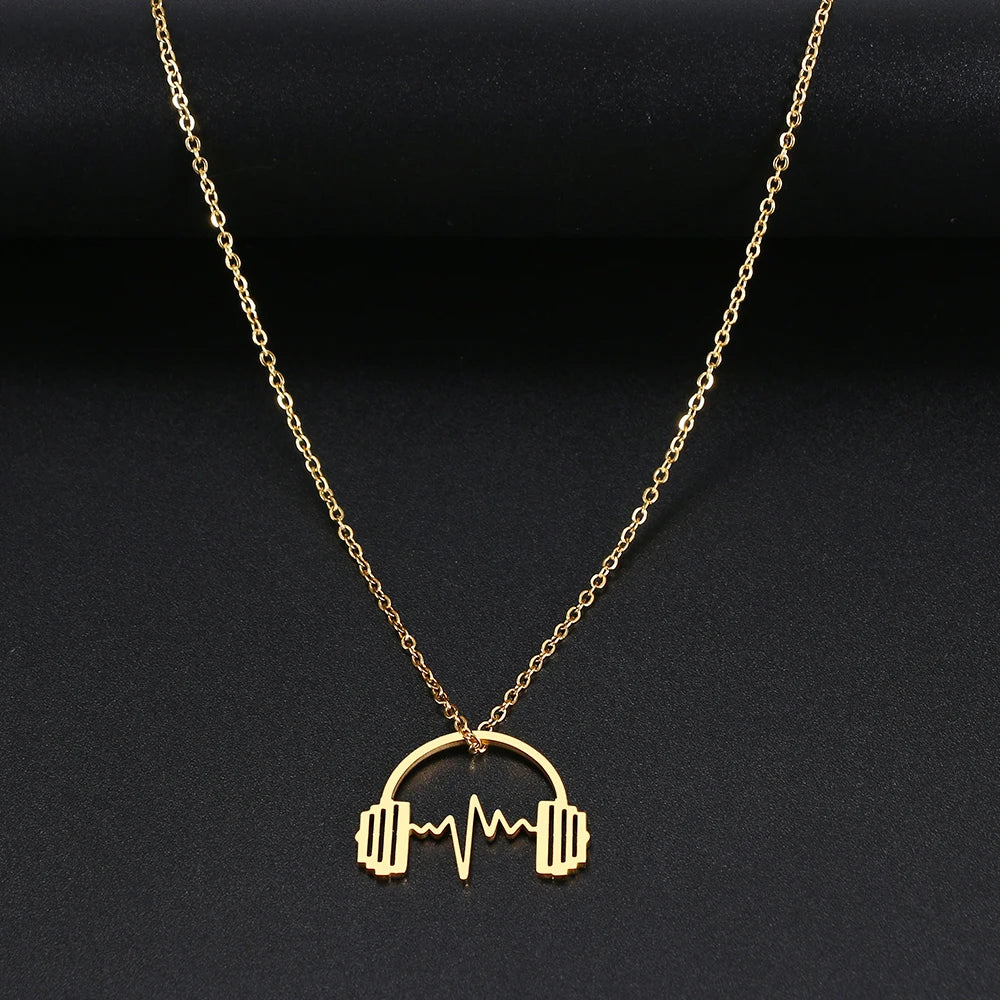 Music lovers at heart Headphone Shape Music Pendant Chain Collar