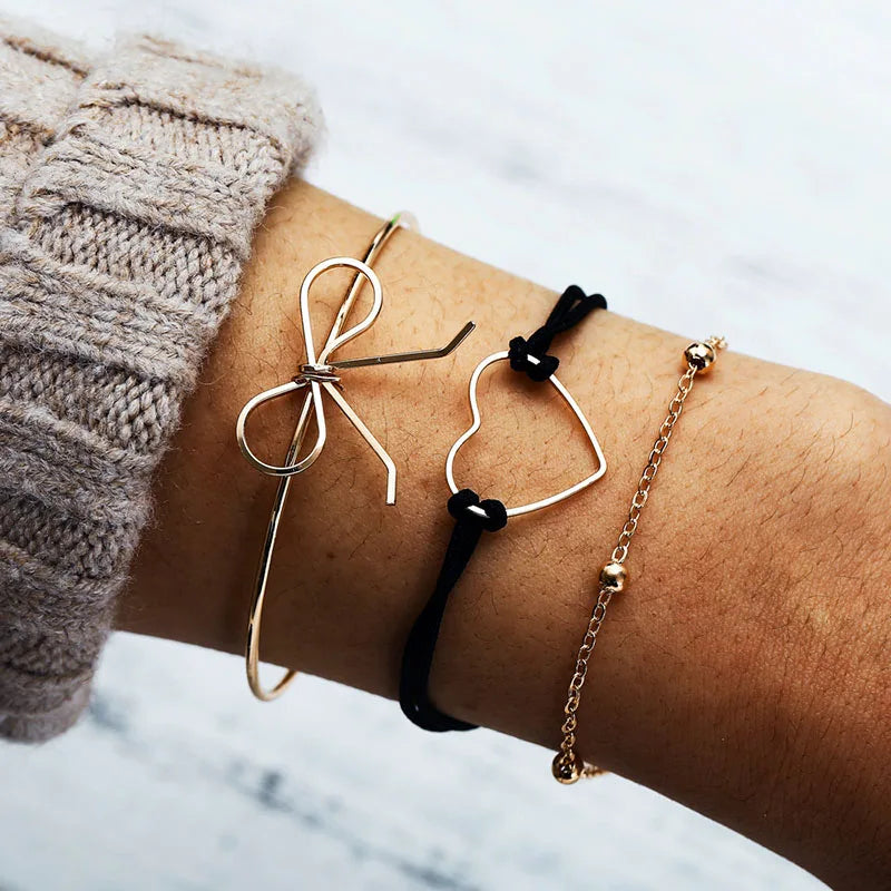 New Design Vintage Women Boho Bracelets Set Moon Shell Heart Tortoise Charm Beads Chains Bangle