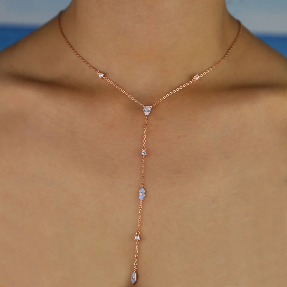 enamel white evil eye charm necklace