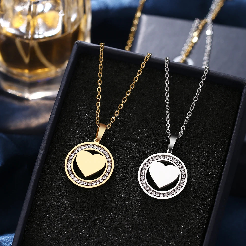NEW Crystal Rhinestone A Heart-shaped Necklaces