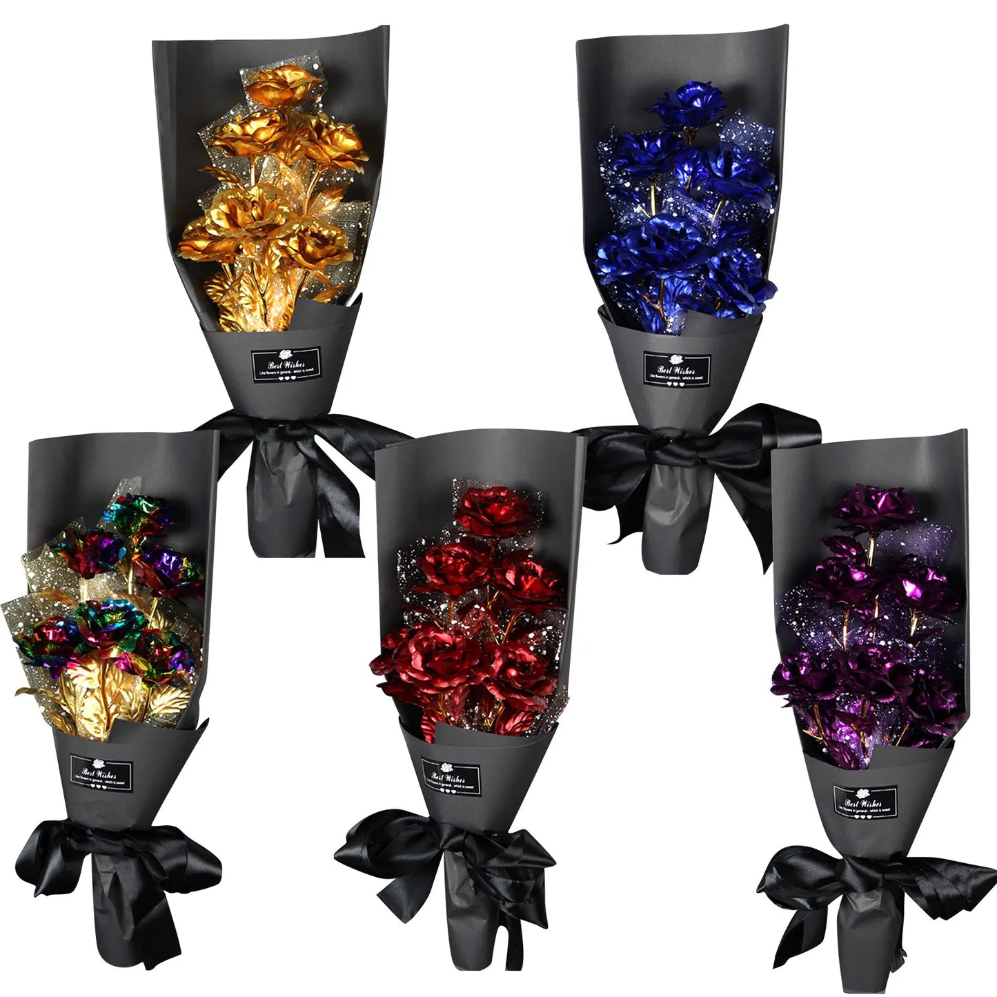 24K Foil Plated Gold Rose Bouquet