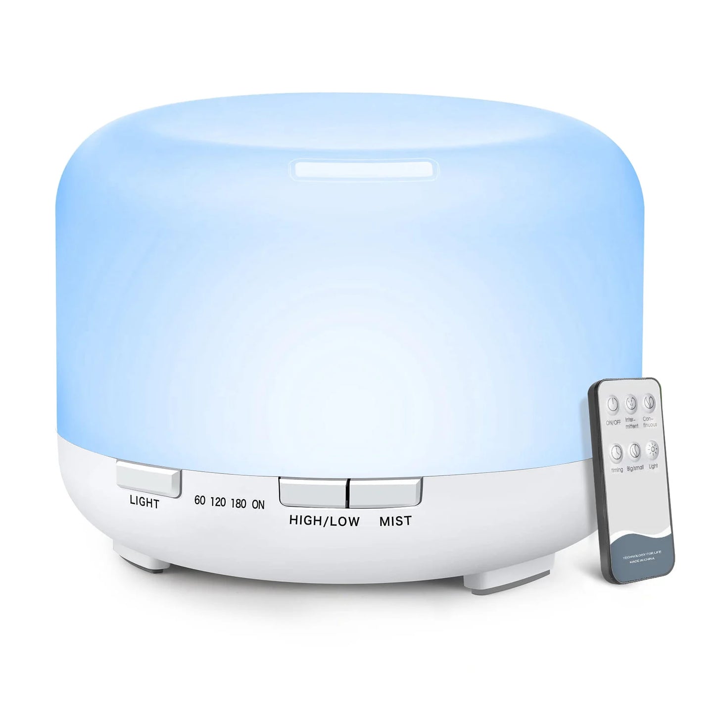 500ML Aroma Diffuser (Oils Optional), 5V 2A Essential Oil Aromatherapy Diffuser Humidifier with Remote Control