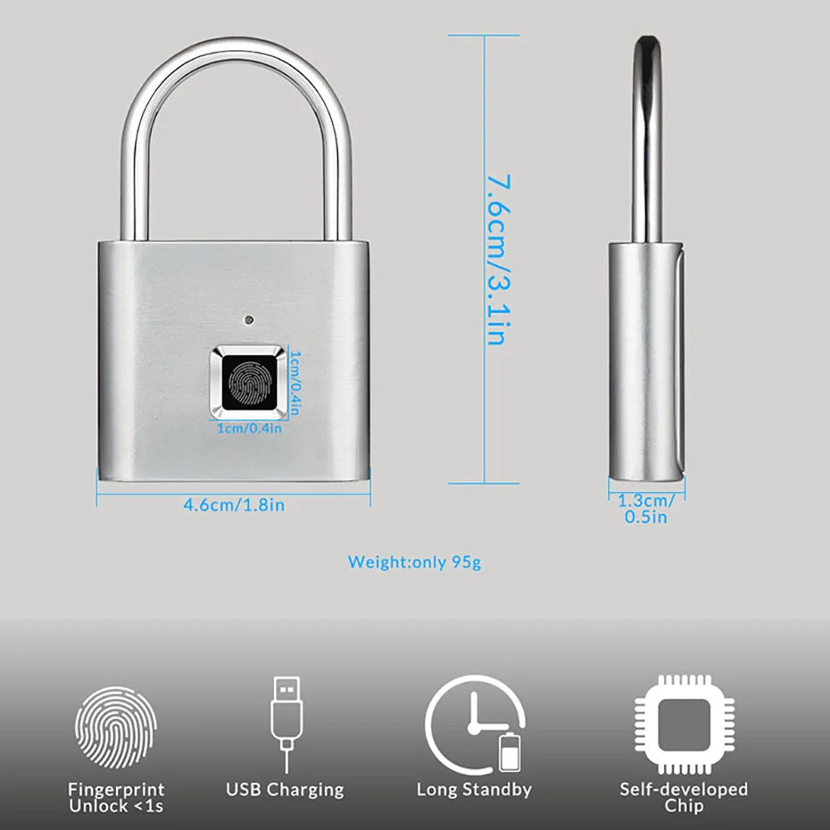 Keyless USB Charging Fingerprint Smart Padlock