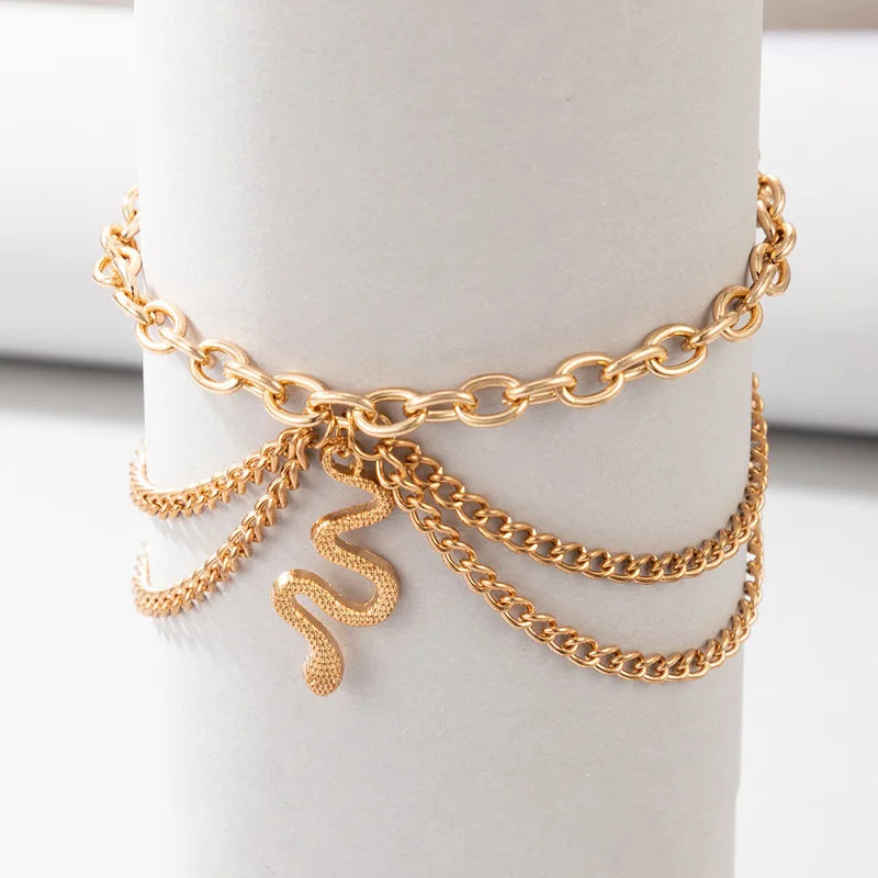 Sexy Multi-layer Anklet with a Starfish Heart Shell or snake