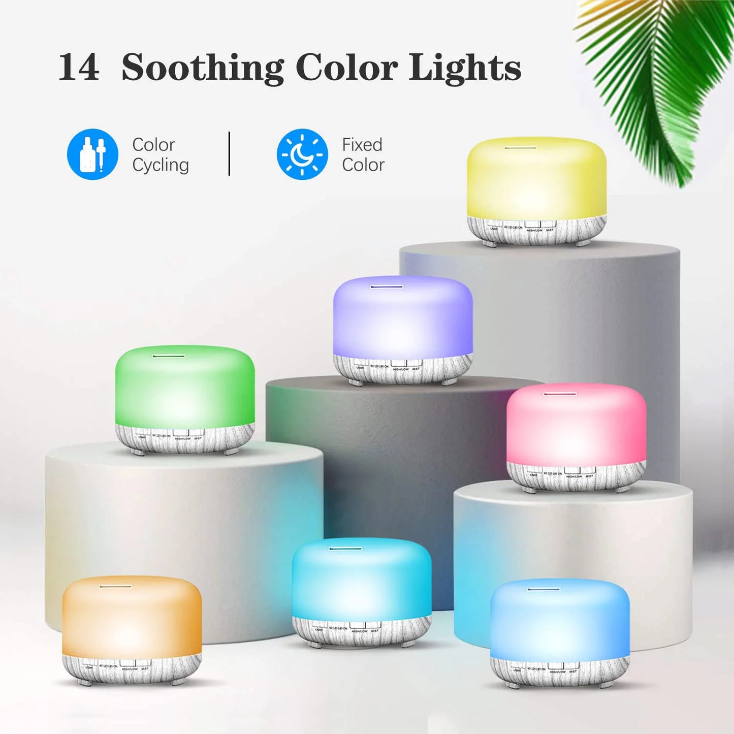 500ML Aroma Diffuser (Oils Optional), 5V 2A Essential Oil Aromatherapy Diffuser Humidifier with Remote Control