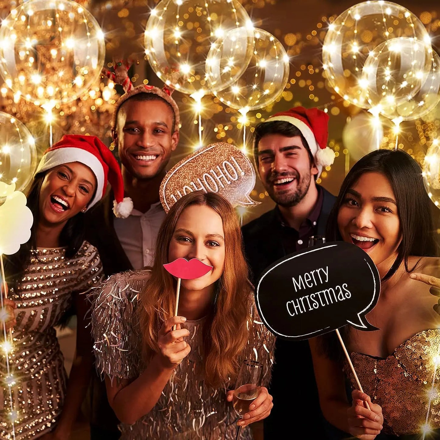 10Pcs LED Light Up Bobo Balloons Transparent Balloons with 3M String Lights