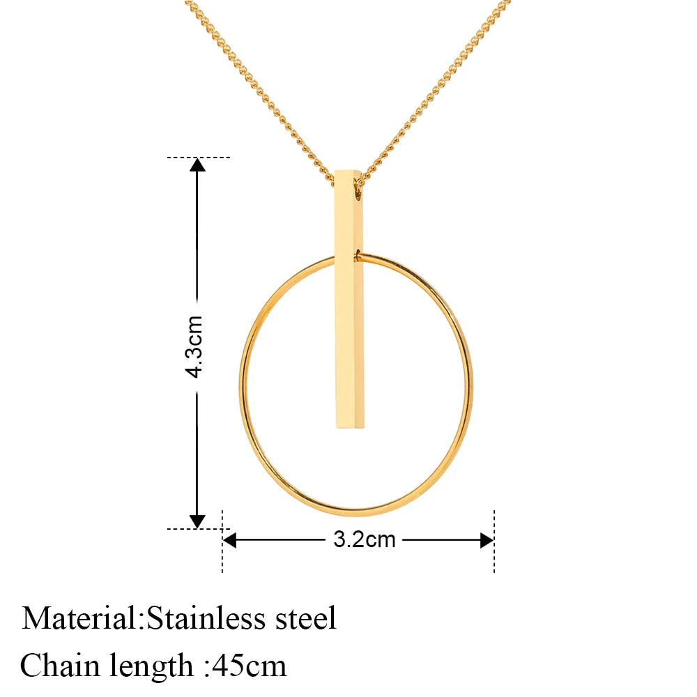 Circle Sticks Pendant Clavicle Chain