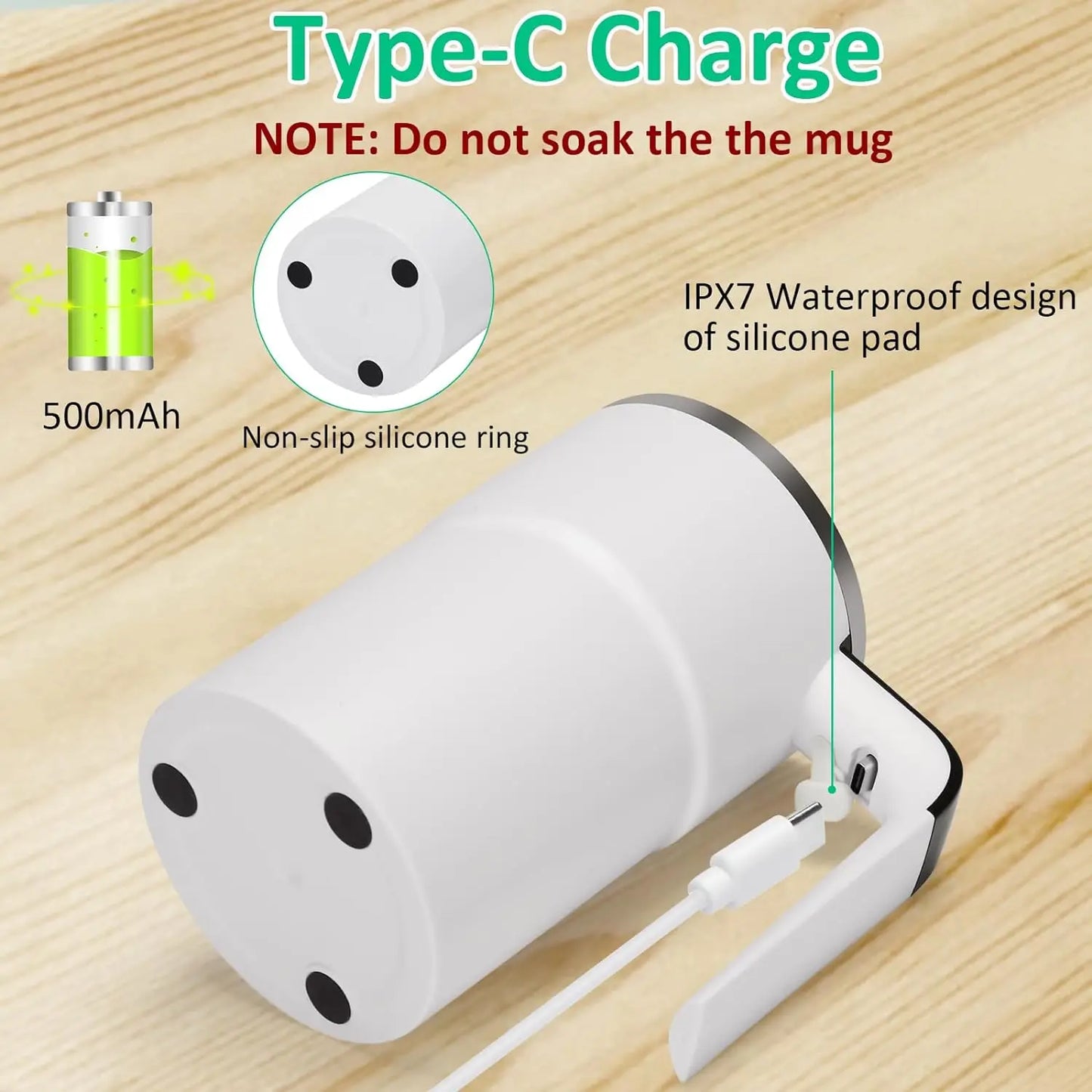 USB Rechargeable Smart Thermal Mug with Automatic Self Stirring LCD Screen