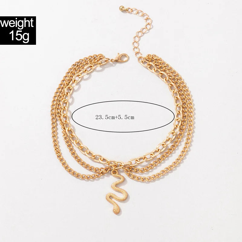 Sexy Multi-layer Anklet with a Starfish Heart Shell or snake