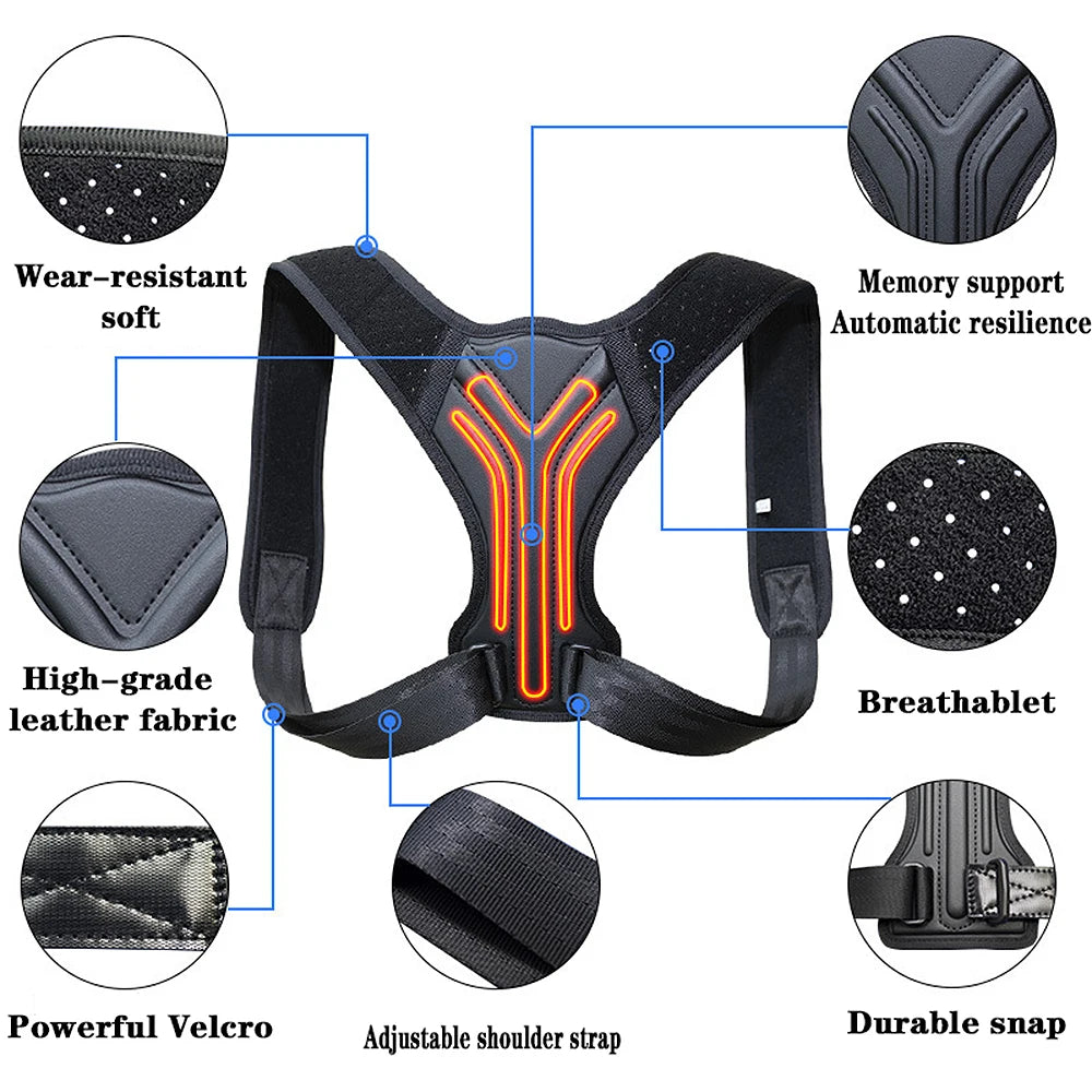 Adjustable Back Shoulder Posture Corrector Belt, Spine Support