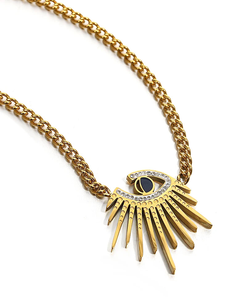 Stainless Steel Evil Eyes Pendant Necklace
