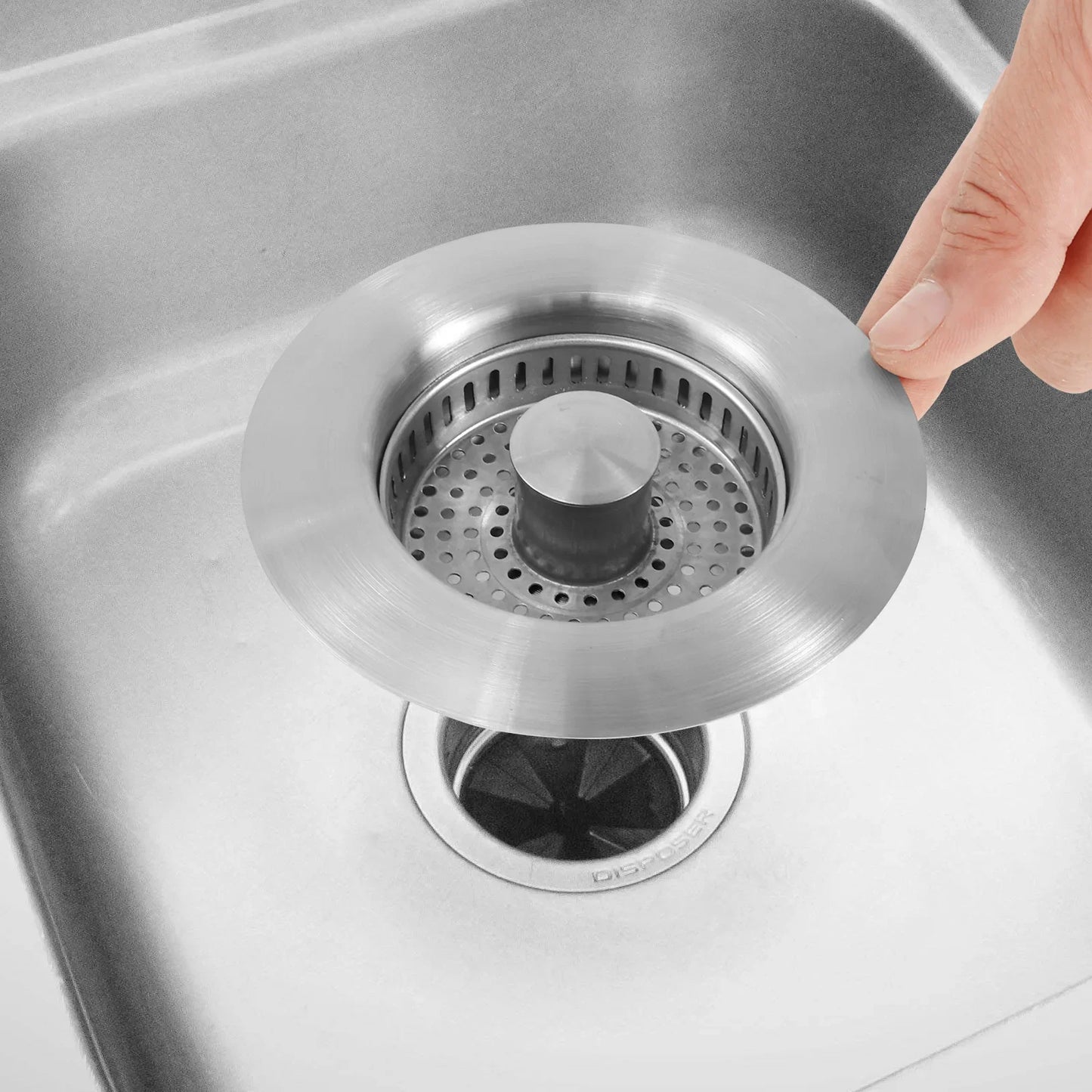 3 In 1 Kitchen Sink Drain Strainer Stainless-Steel Pop-Up Sink Stopper, Anti Clogging