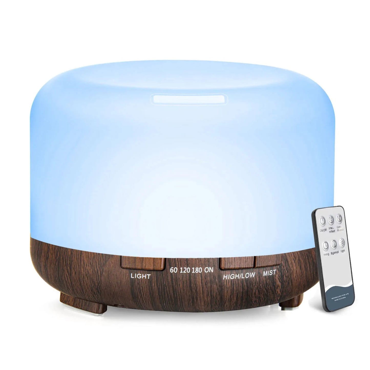 500ML Aroma Diffuser (Oils Optional), 5V 2A Essential Oil Aromatherapy Diffuser Humidifier with Remote Control