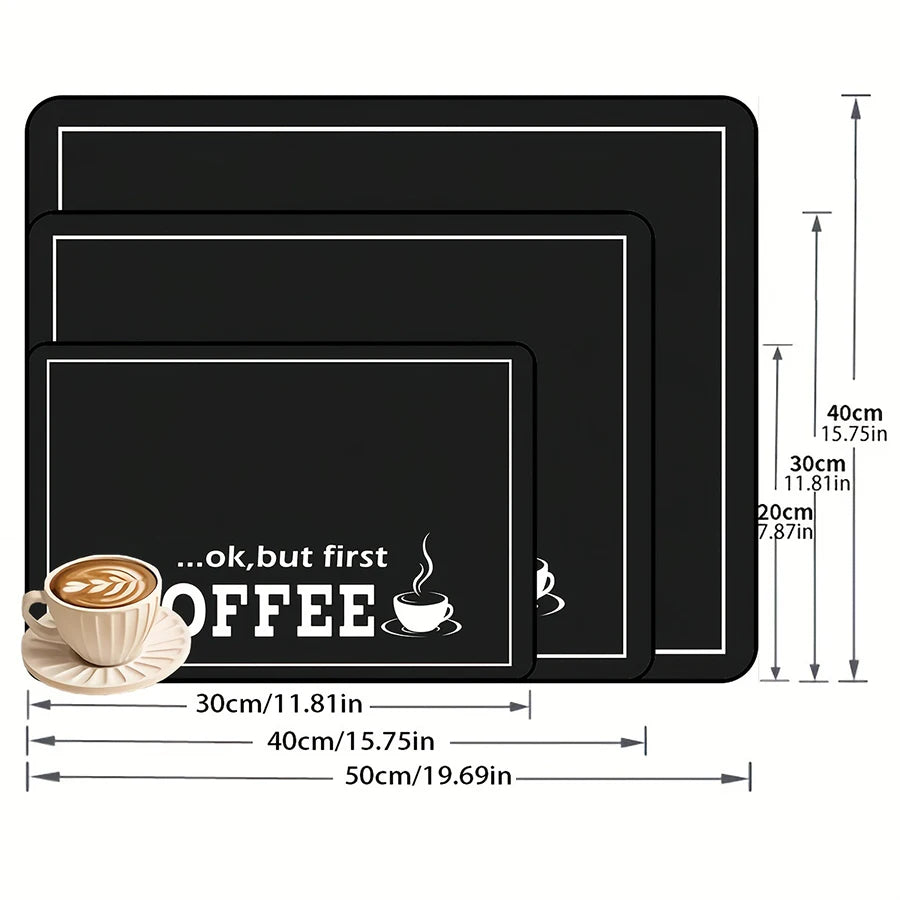 1pc black letter Coffee printed modern quick water absorption drying mat