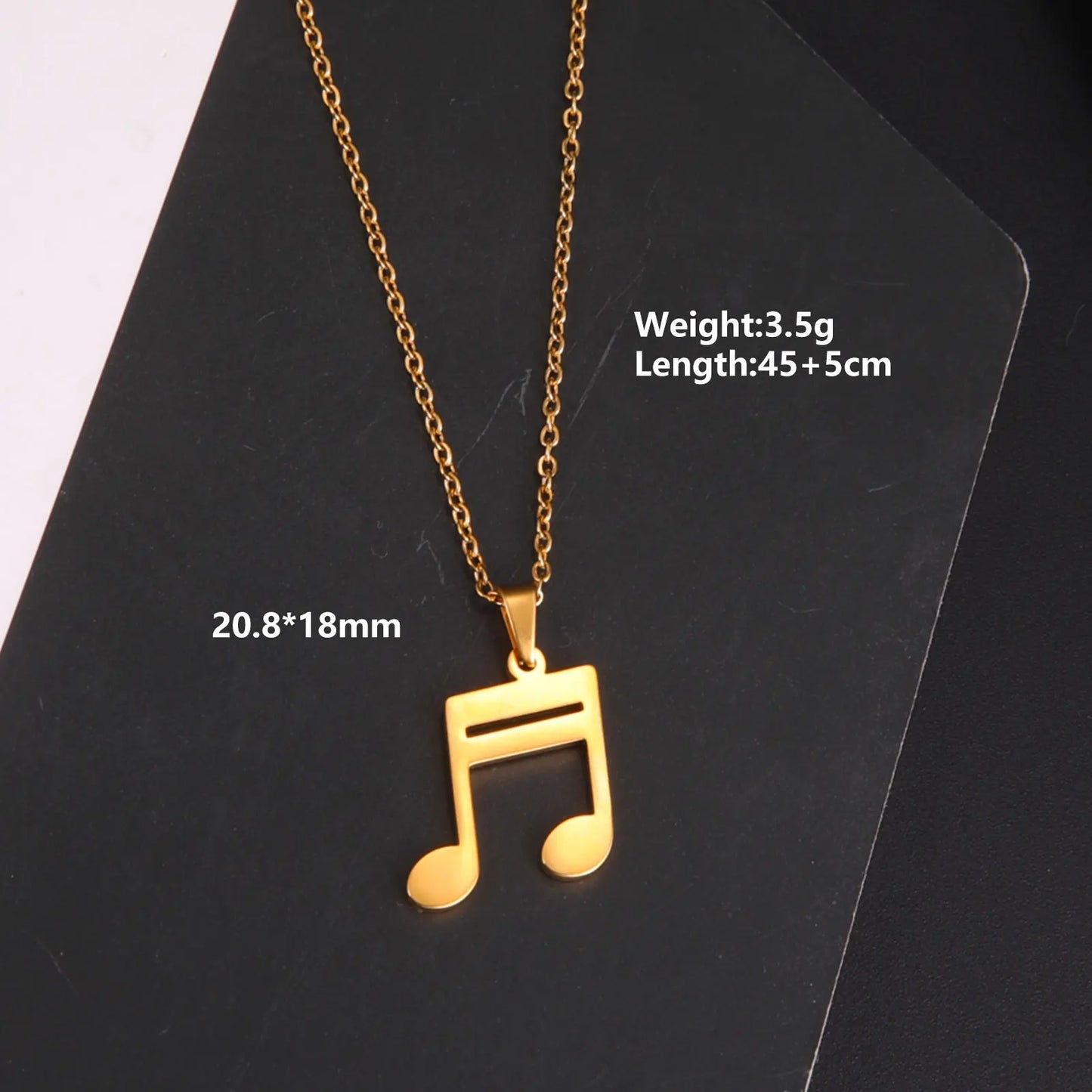 Music Note Pendant Necklace Stainless Steel