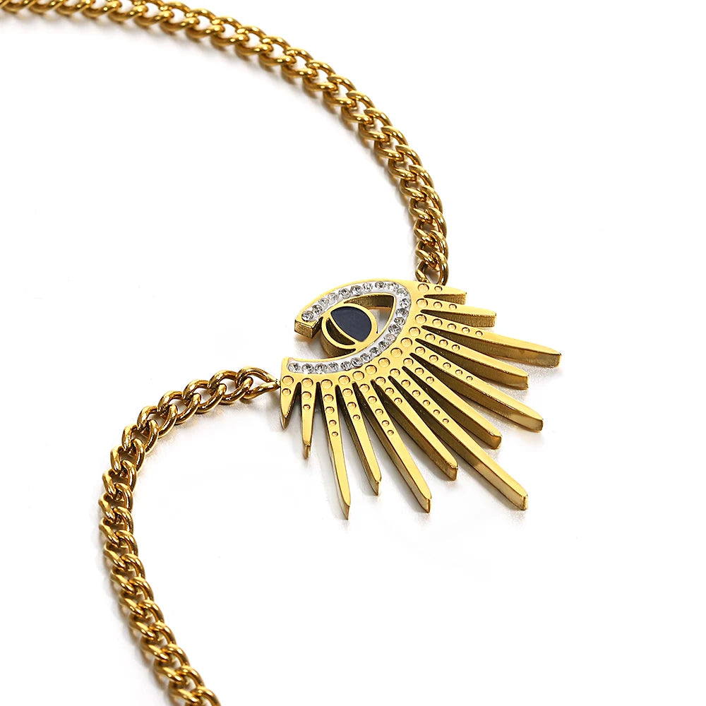 Stainless Steel Evil Eyes Pendant Necklace