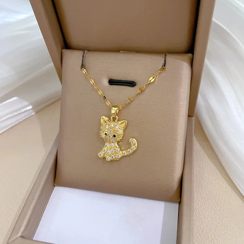 Creative Cute Cartoon Cat Stainless Steel Chain necklace