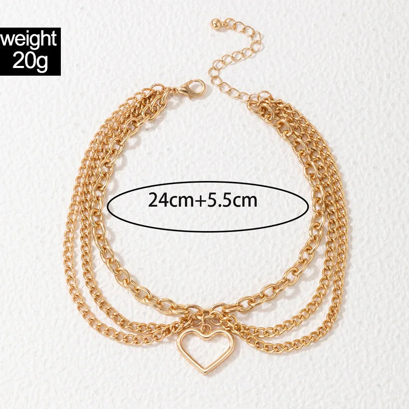 Sexy Multi-layer Anklet with a Starfish Heart Shell or snake