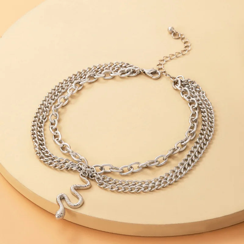 Sexy Multi-layer Anklet with a Starfish Heart Shell or snake