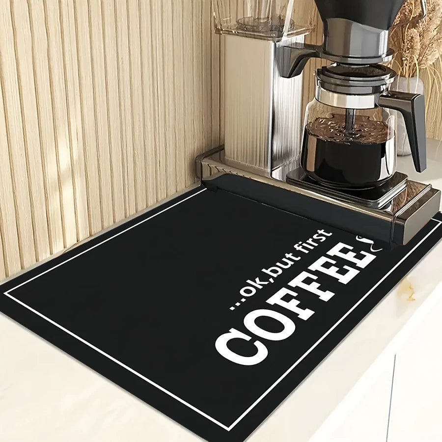 1pc black letter Coffee printed modern quick water absorption drying mat