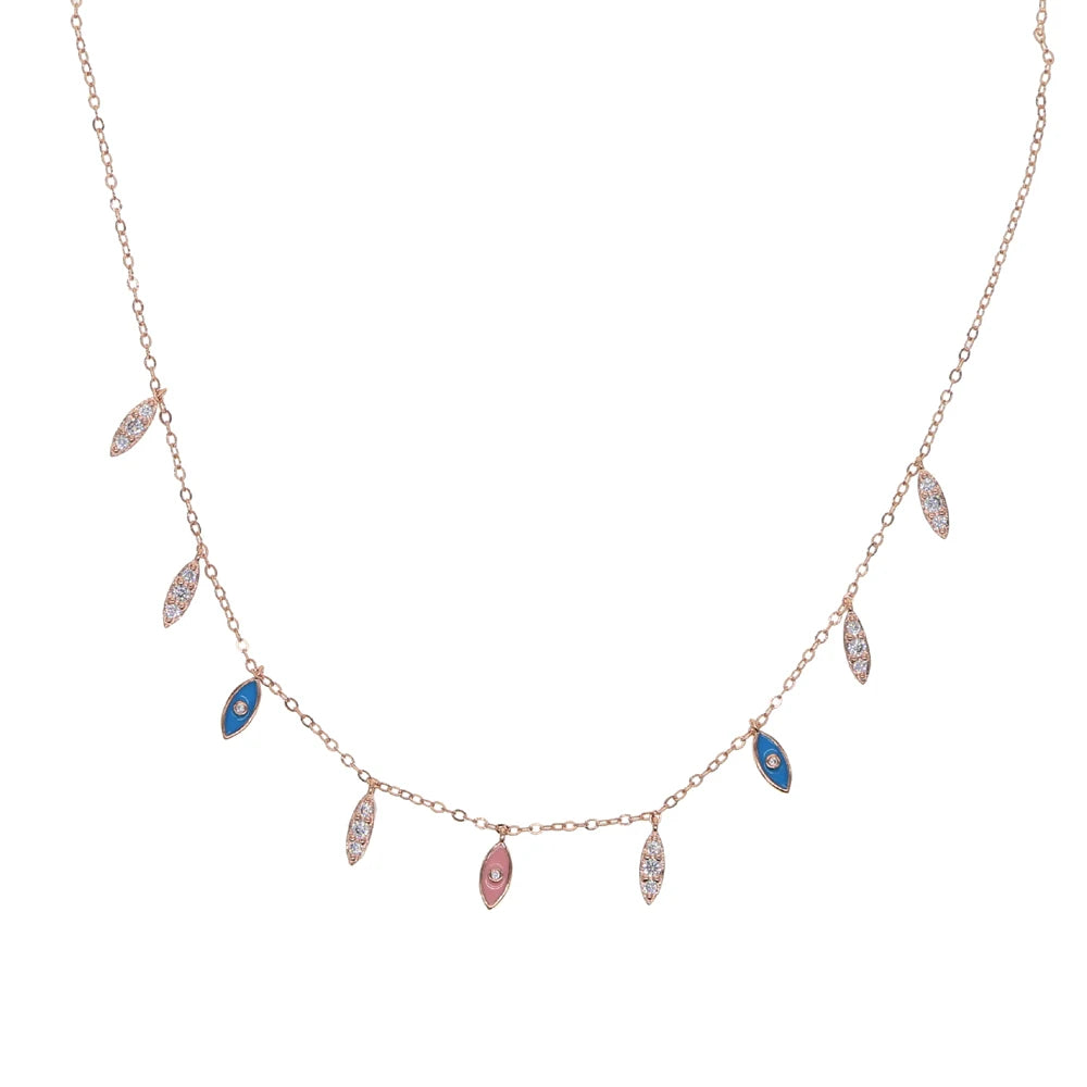 enamel white evil eye charm necklace