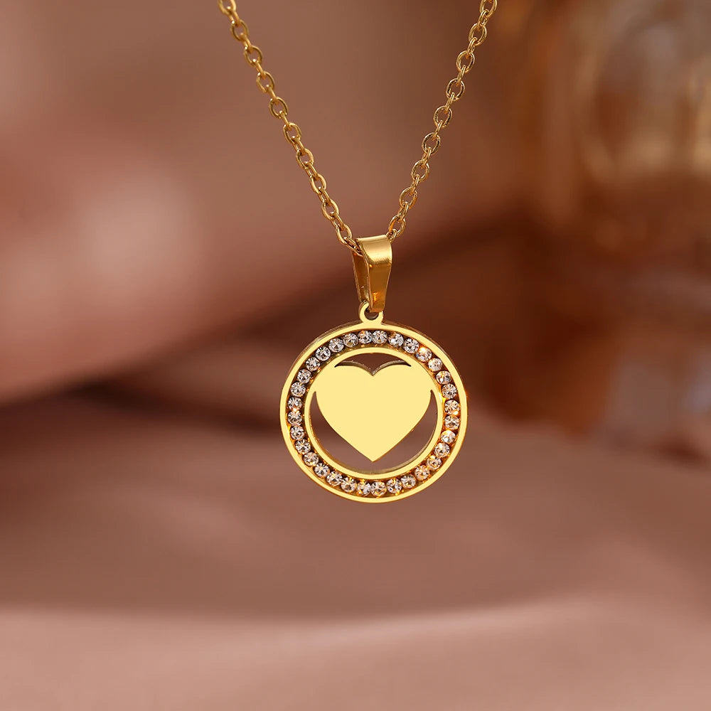 NEW Crystal Rhinestone A Heart-shaped Necklaces
