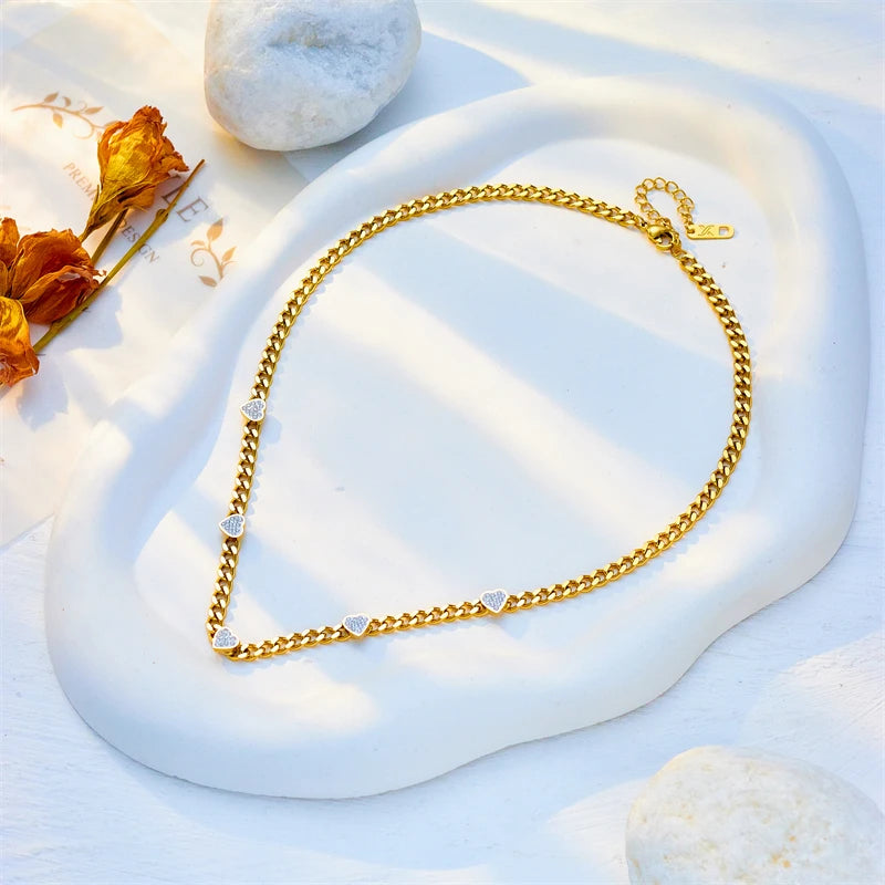 Stainless Steel Heart Love Choker Necklace