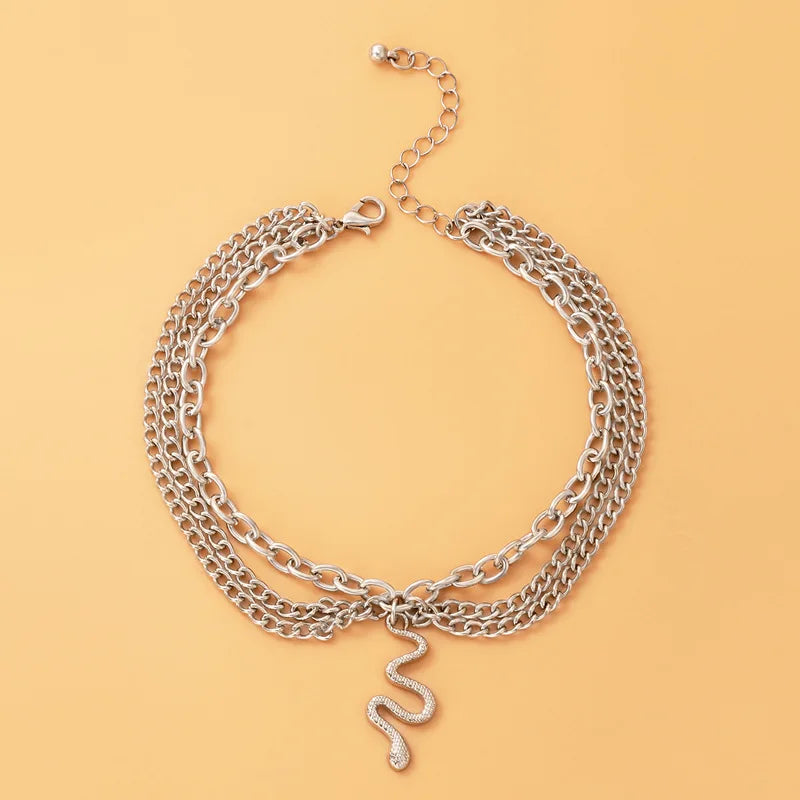 Sexy Multi-layer Anklet with a Starfish Heart Shell or snake