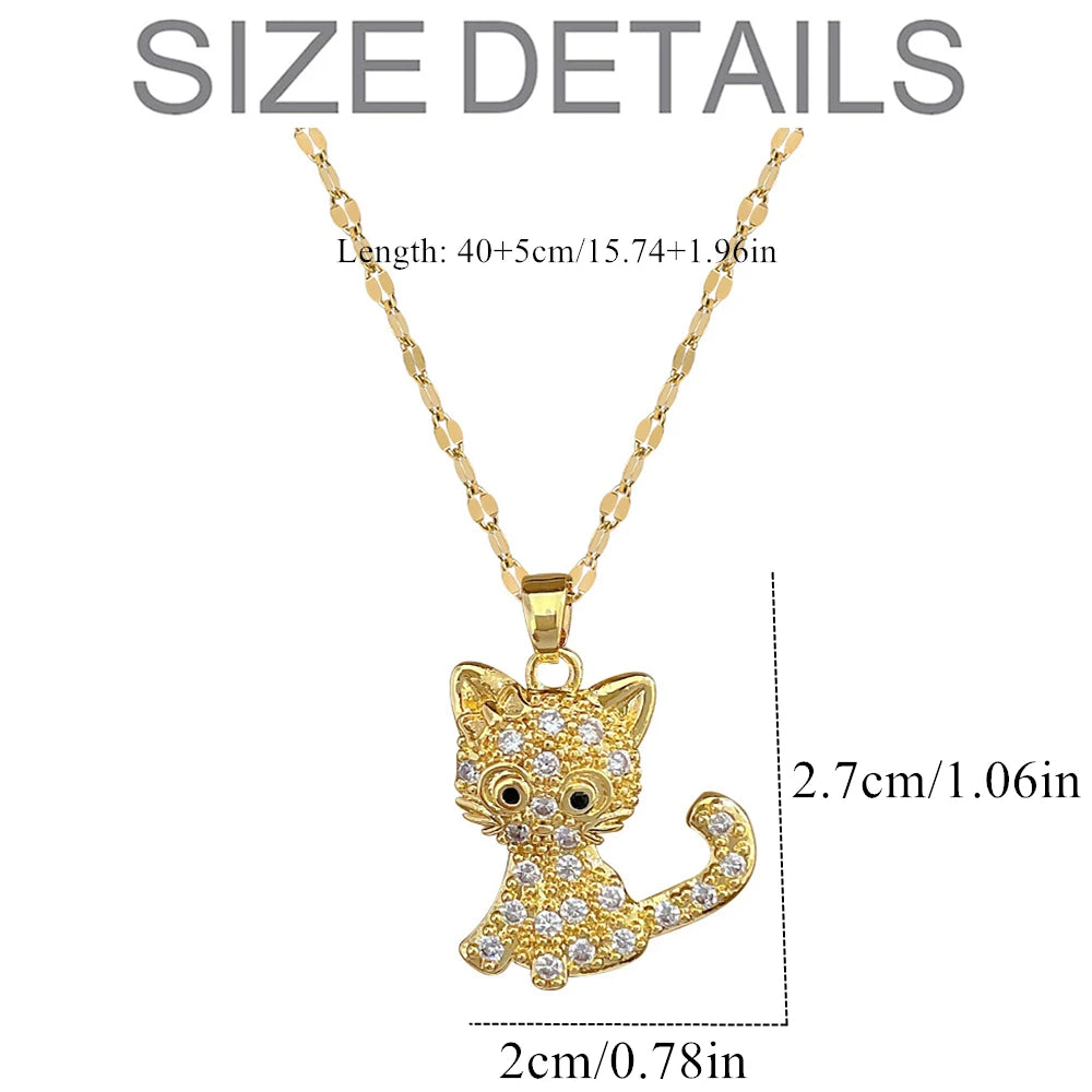 Creative Cute Cartoon Cat Stainless Steel Chain necklace