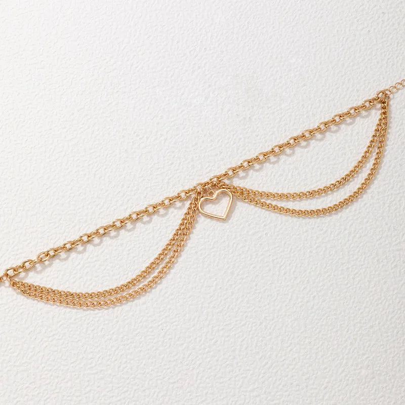 Sexy Multi-layer Anklet with a Starfish Heart Shell or snake