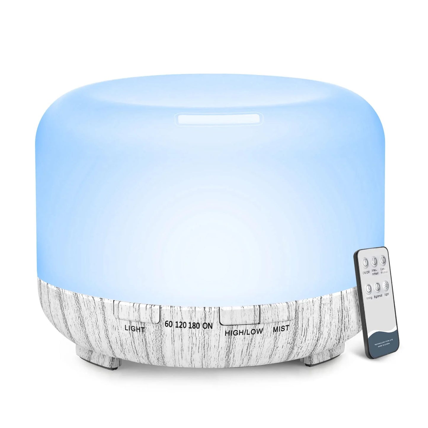 500ML Aroma Diffuser (Oils Optional), 5V 2A Essential Oil Aromatherapy Diffuser Humidifier with Remote Control
