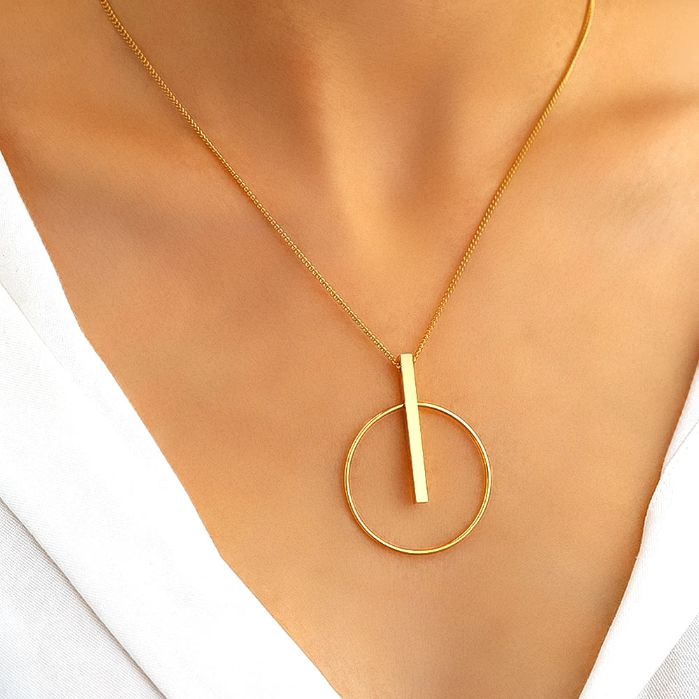 Circle Sticks Pendant Clavicle Chain
