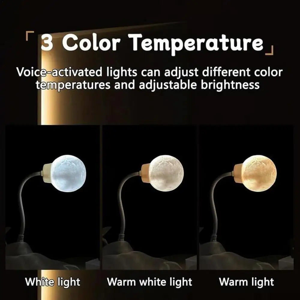 Desk Lamp Voice Activated Moon Table LED Lamp With Timer