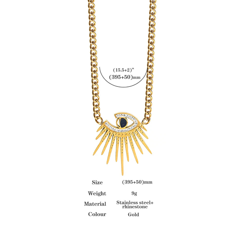 Stainless Steel Evil Eyes Pendant Necklace