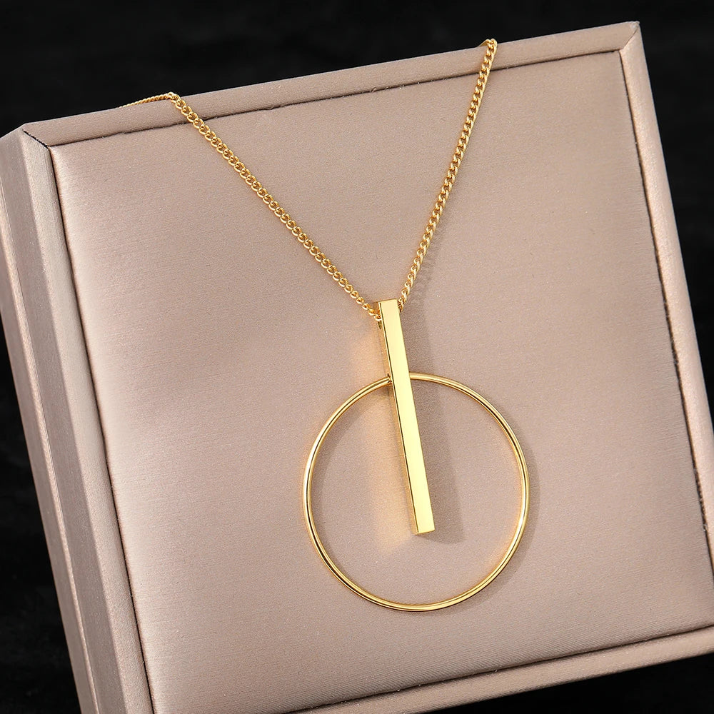 Circle Sticks Pendant Clavicle Chain