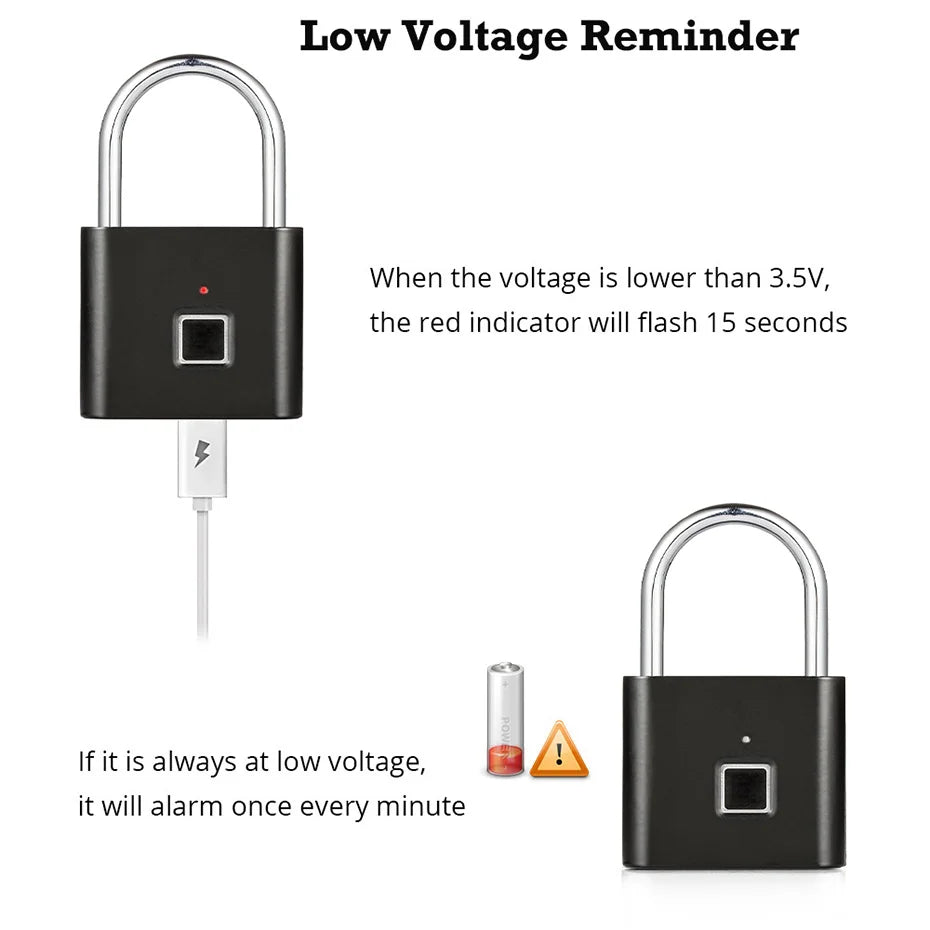 Keyless USB Charging Fingerprint Smart Padlock