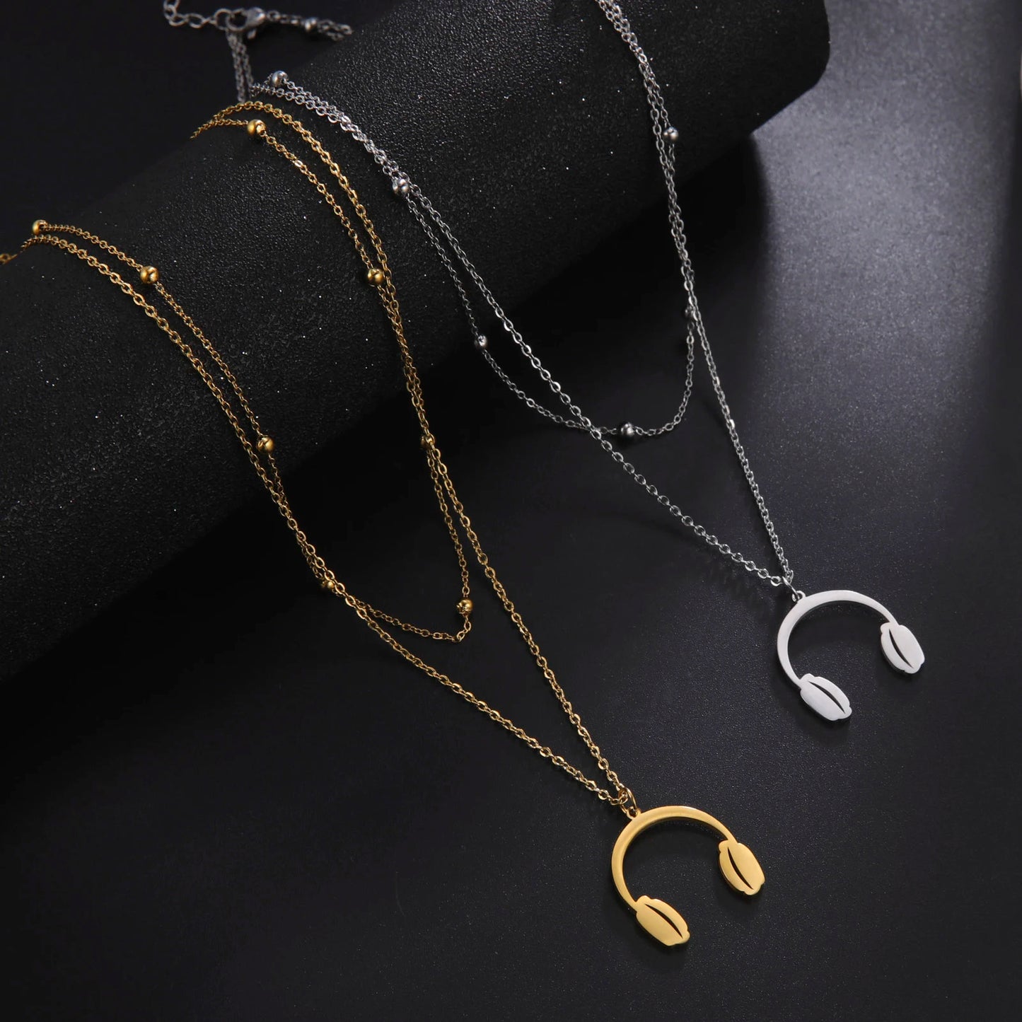 Music Note Pendant Necklace Stainless Steel
