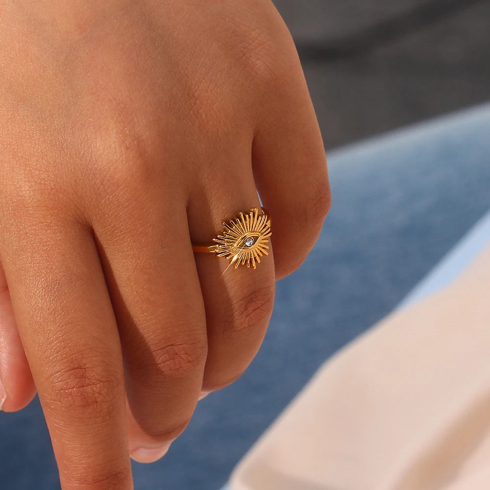 Zircon Evil Eye Ring & Evil Eye Necklace