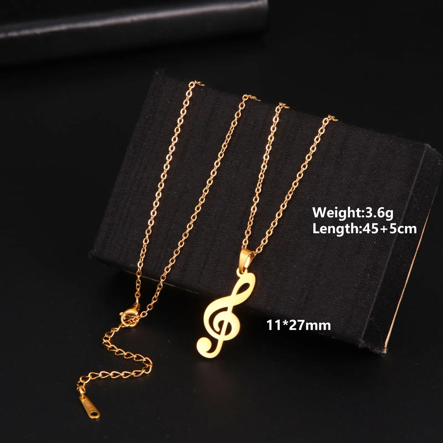 Music Note Pendant Necklace Stainless Steel