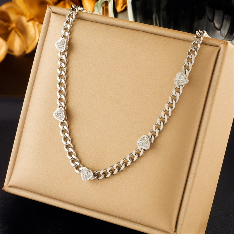 Stainless Steel Heart Love Choker Necklace