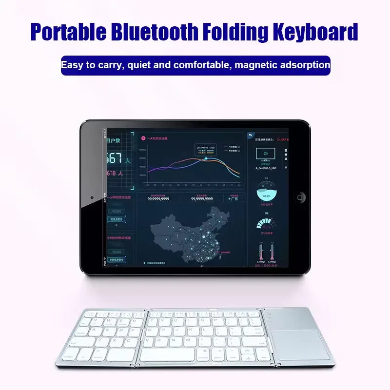 Folding Bluetooth Keyboard with Touchpad for IOS, Android, Windows Office