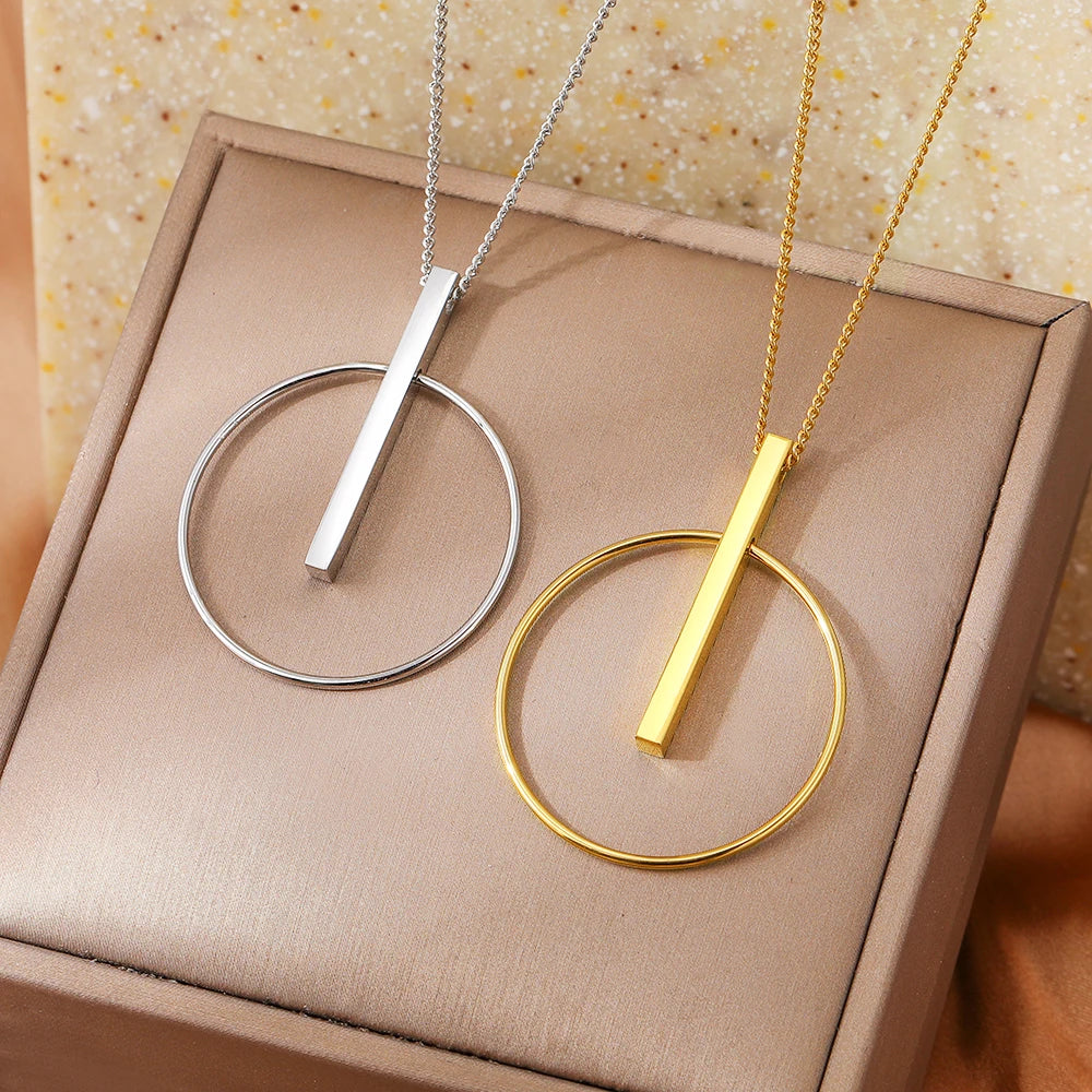 Circle Sticks Pendant Clavicle Chain
