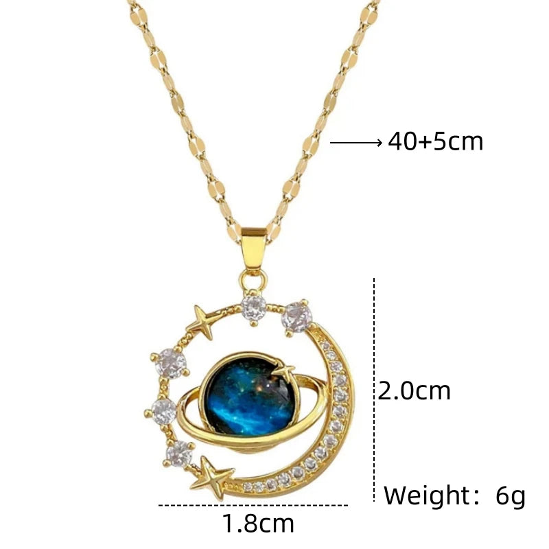 Exquisite Starry Sky Planet Light Luxurious Necklace