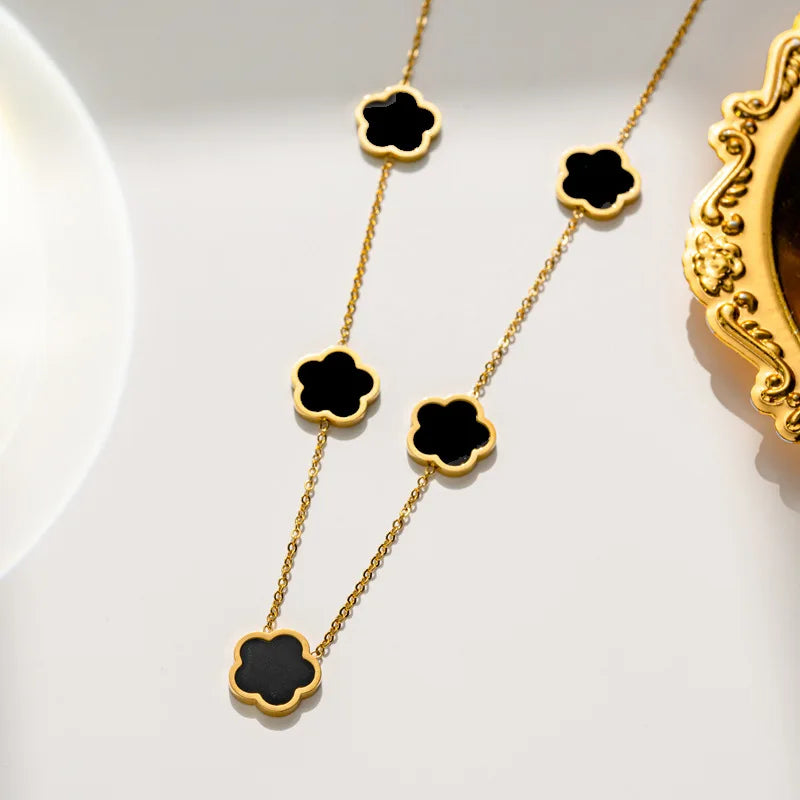Lucky Clover 18K Gold Plated Clover Necklace Bracelet Earring Set