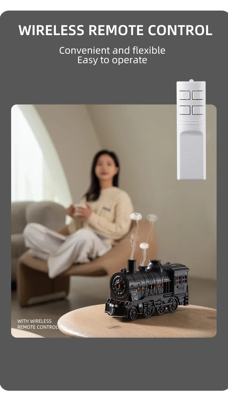Train Air Humidifier Ultrasonic Aromatherapy Diffuser USB Fragrance Essential Oil