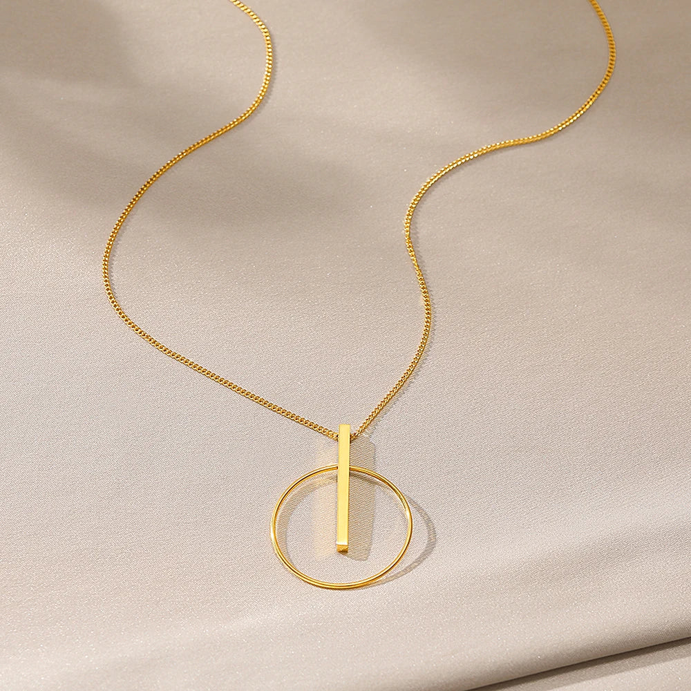 Circle Sticks Pendant Clavicle Chain