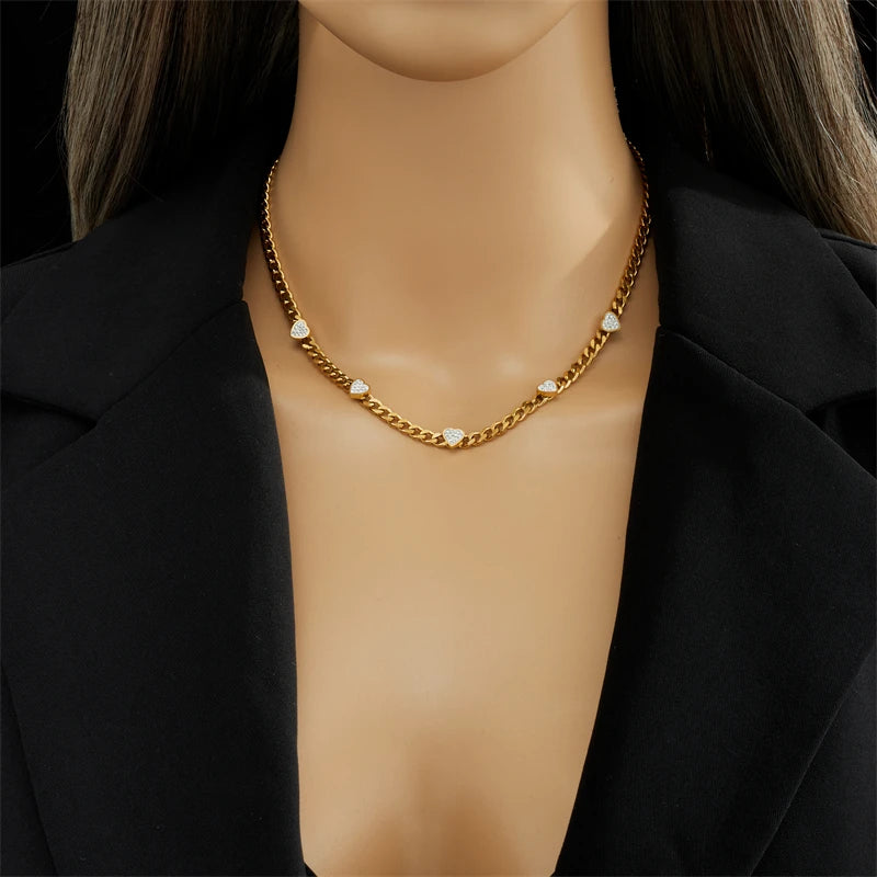 Stainless Steel Heart Love Choker Necklace